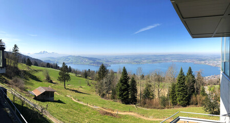 Panoramic view of the nature and mountains of Switzerland