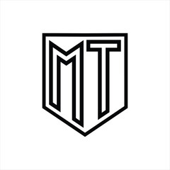MT Letter Logo monogram shield geometric line inside shield isolated style design
