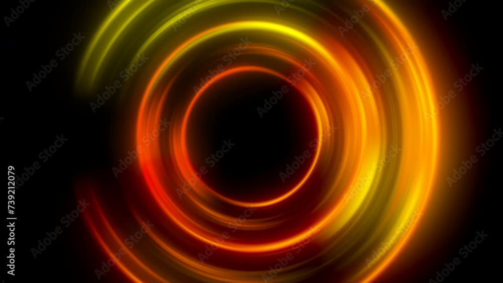 Poster luminous swirling glowing circles. computer generated 3d render