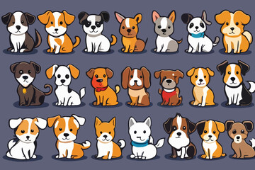 Vector Cute Cartoon Dogs Collection: Vector Illustration