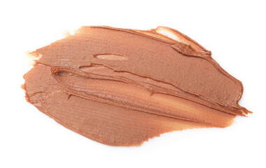 Smear of tasty nut butter isolated on white, top view