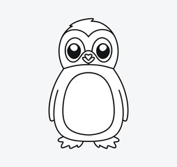 Basic coloring pages designed for children, featuring a penguin. The drawing is clean and simple, providing an accessible and enjoyable coloring experience