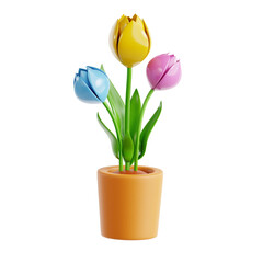 Elegant Tulip Blossom for Spring Garden 3D Icon Illustration