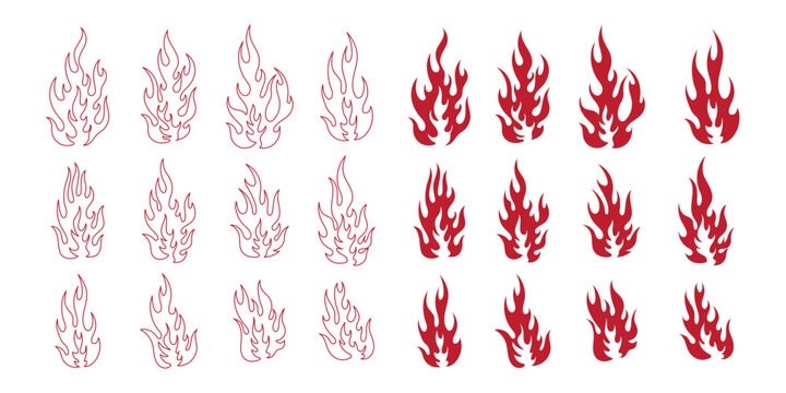 flame decoration collection Simple vector flame icons in flat style