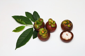 Mangosteen isolated on white background.