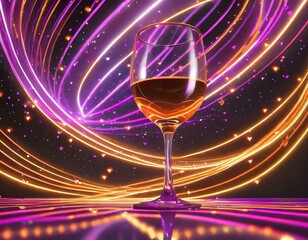 Glass of wine to celebrate new years, cheers, alcohol, illustration for wine event or glass production