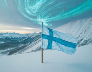 Finnish flag in the sky, independance day on december 6th, scandinavian - obrazy, fototapety, plakaty