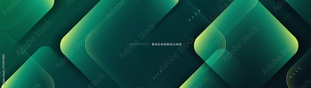 Poster Abstract background with green and geometric rectangle lines. Modern minimal trendy shiny lines pattern horizontal. Vector illustration