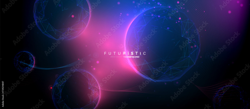 Poster abstract cosmic sphere in a space background. abstract world connection technology abstract molecula