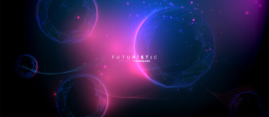 Abstract cosmic sphere in a space background. Abstract world connection technology abstract molecular Low poly line wireframe. Vector illustration