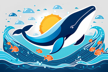 Naklejka premium Whale in the sea