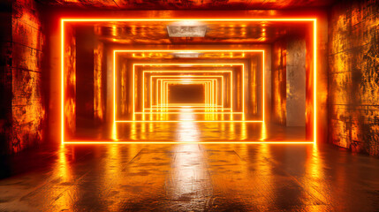 Neon Flux, A Journey Through Dark Corridors Lit by the Vibrant Glow of Futuristic Neon Lights
