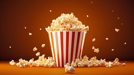 Classic popcorn background, movie snack closeup, top view