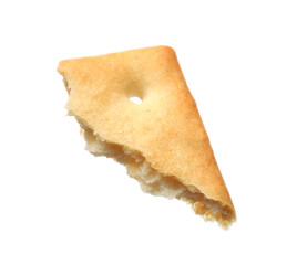 Piece of tasty cracker isolated on white