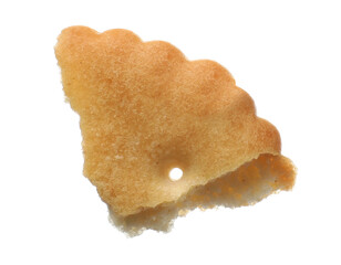 Piece of tasty cracker isolated on white