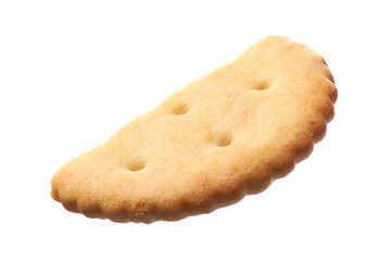 Piece of tasty cracker isolated on white