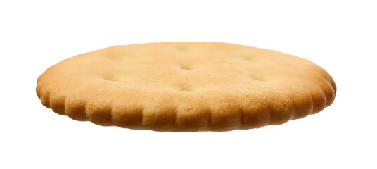 Tasty crispy round cracker isolated on white