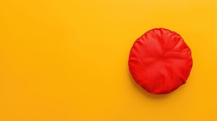 Red cushion on a yellow background