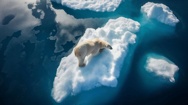 Polar bear on small ice floe. Generative Ai.
