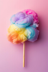 rainbow cotton candy isolated on pastel background. 