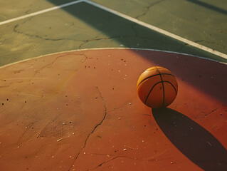 basketball on the court in sunset