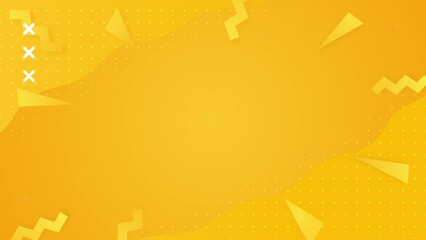 4k bright yellow orange animated fluid background. Geometric shapes arrows dots liquid morphic. Minimal funny style. Zigzag flash sunbeam pattern. Back to school blank animation. Seamless loop banner - Powered by Adobe