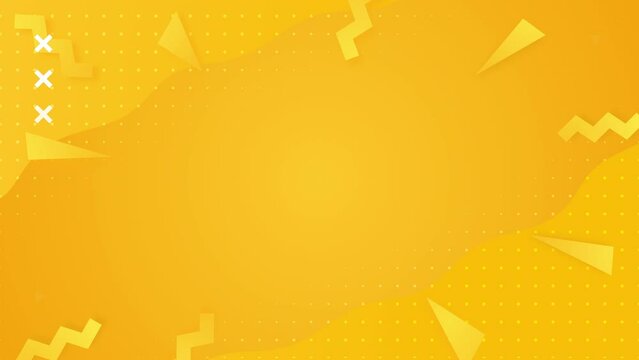 4k bright yellow orange animated fluid background. Geometric shapes arrows dots liquid morphic. Minimal funny style. Zigzag flash sunbeam pattern. Back to school blank animation. Seamless loop banner