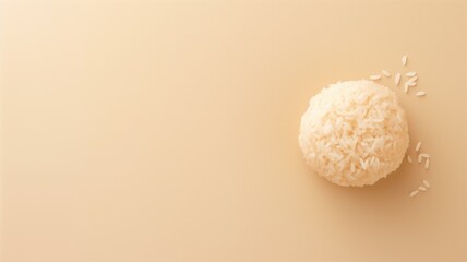 Cooked rice ball on a plain background