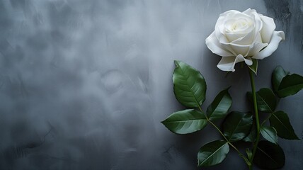 White rose with a grey background