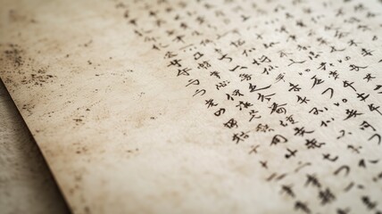 Close-up of paper with Japanese characters