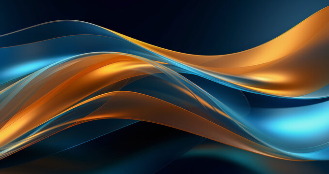 trazos abstractos en forma de l&iacute;neas curvas de colores azules y marrones, sobre fondo negro