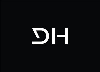 DH Letter Logo Design with Creative Modern Trendy Typography and Black Colors.
