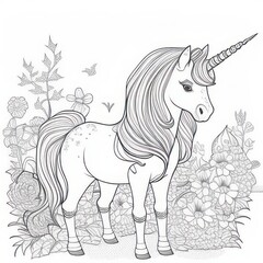 Fototapeta na wymiar Beautiful unicorn wind vector illustration sketch