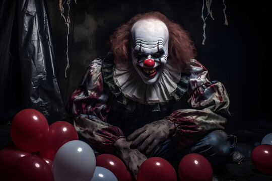photo banner featuring a menacing clown character