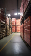 The strategic placement of goods on loaded pallets serves as essential transportation and storage solutions to maintain the smooth flow of products within the warehouse and distribution center.