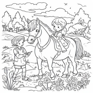 children colouring drawing without colours 