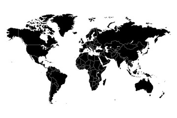Fototapeta premium World map. Continents and oceans, africa, antarctic, asia, europe, america, australia. detailed map silhouette illustration