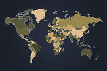 World map. Continents and oceans, africa, antarctic, asia, europe, america, australia. detailed map silhouette illustration