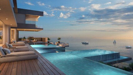 Obraz premium 3D Rendering Of Sea Villa Illustration