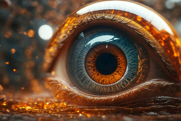 Close-up photo of a blue-brown eye. Fabulous blue-brown eye. - obrazy, fototapety, plakaty