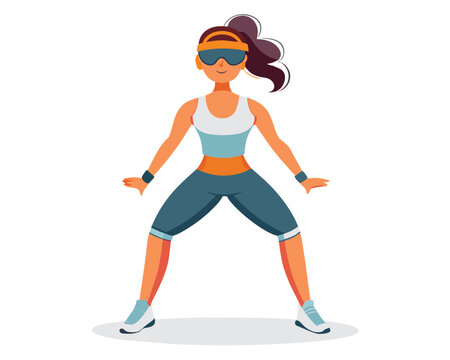 People with virtual fitness concept. Man and woman in virtual reality glasses at treadmill. Active lifestyle and sports, training in gym. Metaverse and cyberspace. Cartoon flat vector illustration