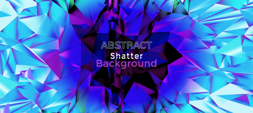 Abstract blue purple shatter backround with dark blank space