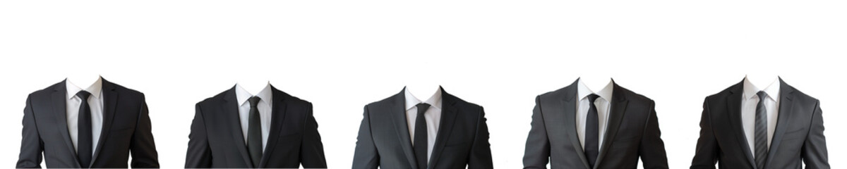 A set of Business men's suit on transparent background. A template to add to a portrait.