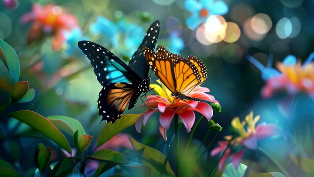 close up beautiful butterfly on flower on spring season video looping background for live wallpaper  4k quality