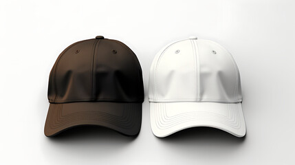 Generative AI : Baseball cap white and black templates, front views isolated on white background. Mock up
