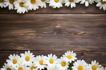 White daisies on a wooden backdrop: a stunning floral frame. Concept Floral Photography, Nature Backdrops, Summer Blooms, Rustic Elegance, Botanical Aesthetic