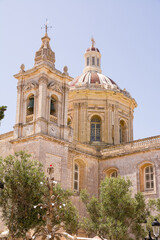 Dome and bell tower of St. Paul's Collegiate Church in Rabat, Malta - 739227046