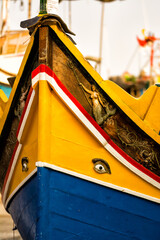 Detail of the bow of the typical Maltese boats, luzzi, with the traditional eyes - 739227050