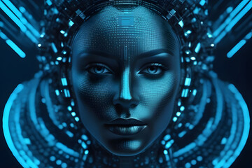 Womans Face With Futuristic Background