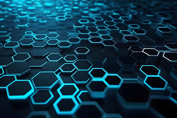 Obraz premium Blue and Black Background With Hexagonal Shapes